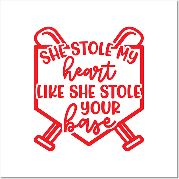 She Stole My Heart Like She Stole Your Base Softball Mom Cute Funny Wall Art by GlimmerDesigns